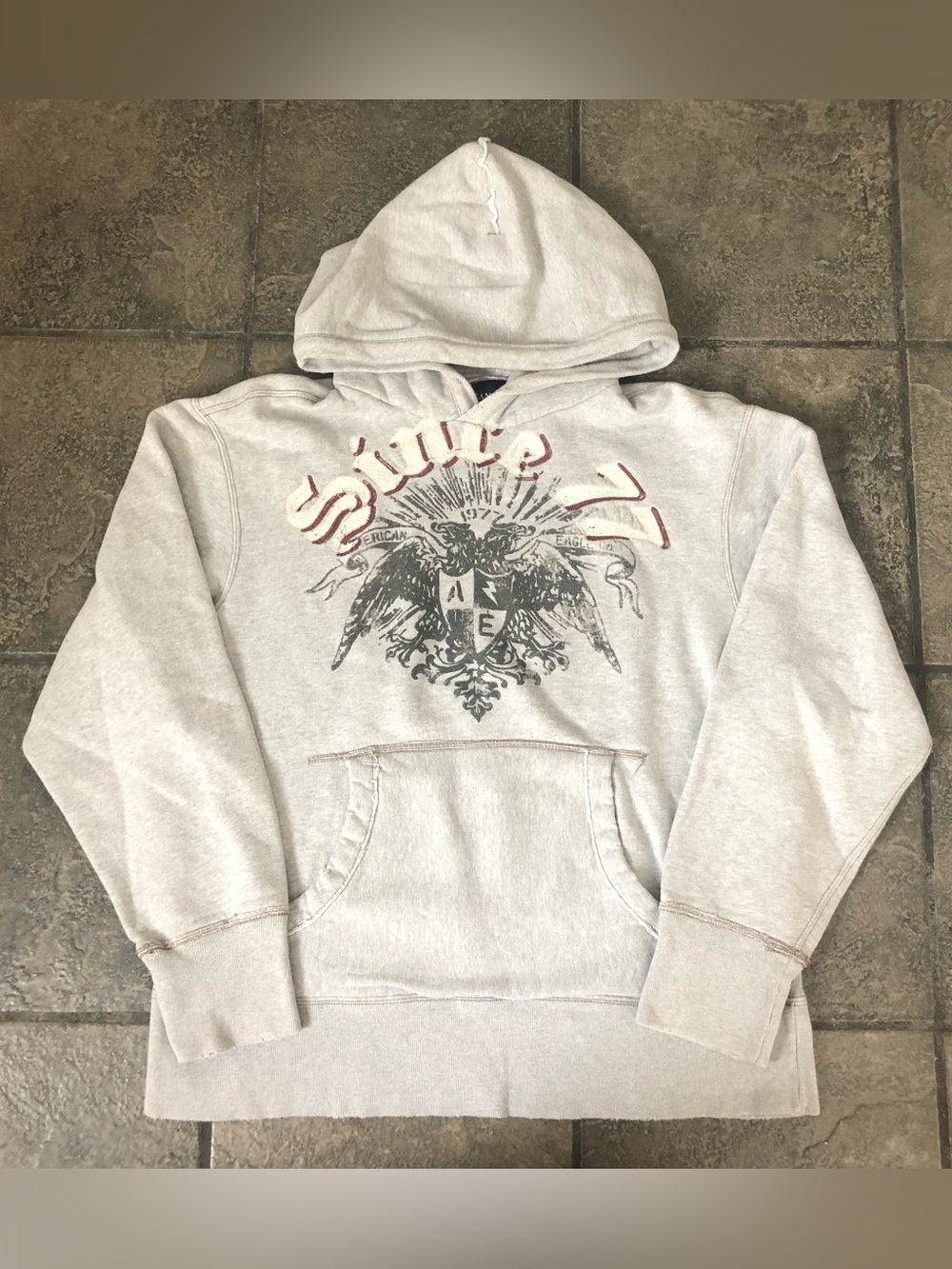 Vintage Y2K American Eagle Men’s Gray Hoodie Size Large Crest